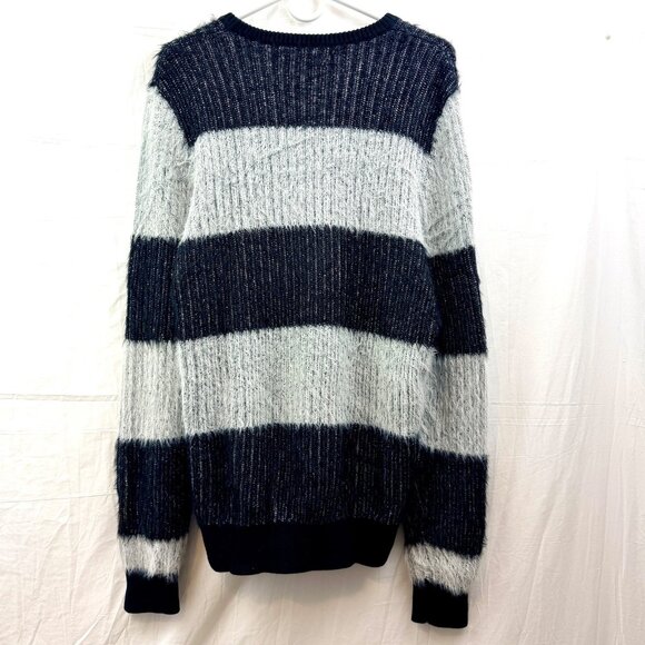 Long Back Striped Fuzzy Sweater Women M Gray INC International Concepts - Picture 2 of 8